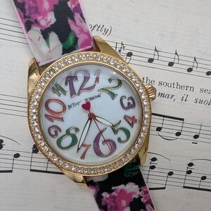 Betsey Johnson Floral Watch with Gold Accents
